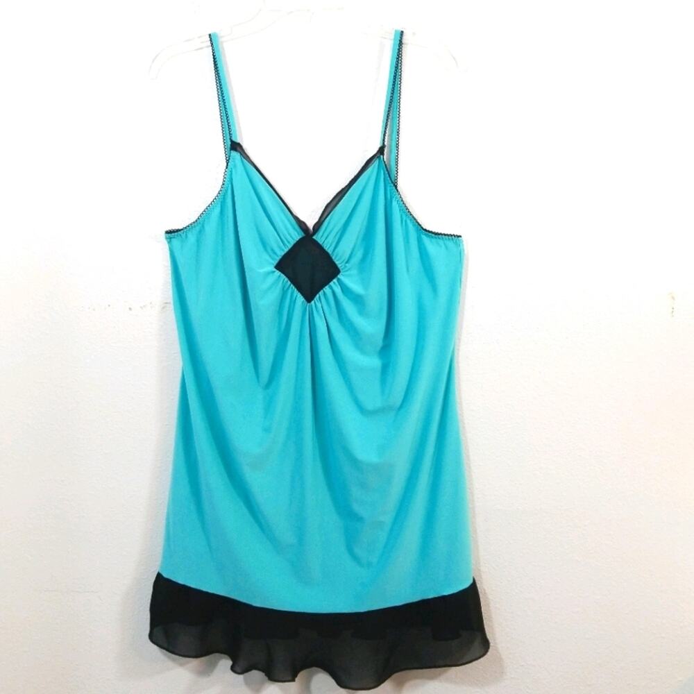 Blossom Intimates teal & sheer chiffon nightie XL